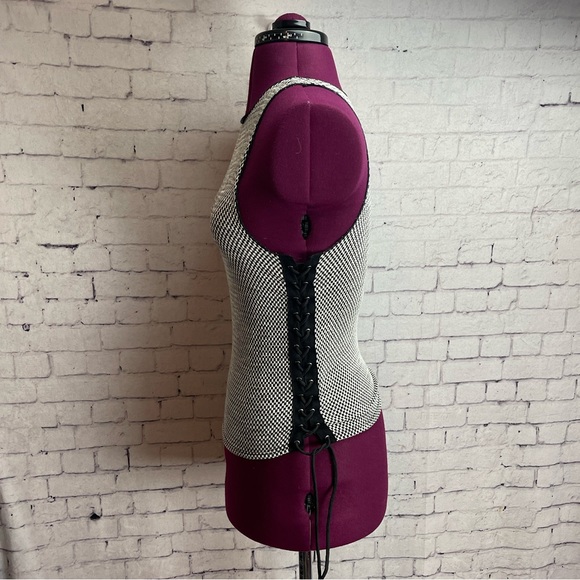 Gilded Intent tank top black and white design with lace up sides size small - Picture 2 of 5